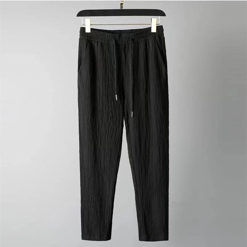 Black - Men's Crinkled Co-Ord Set