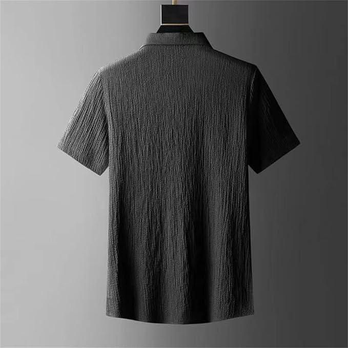 Black - Men's Crinkled Co-Ord Set